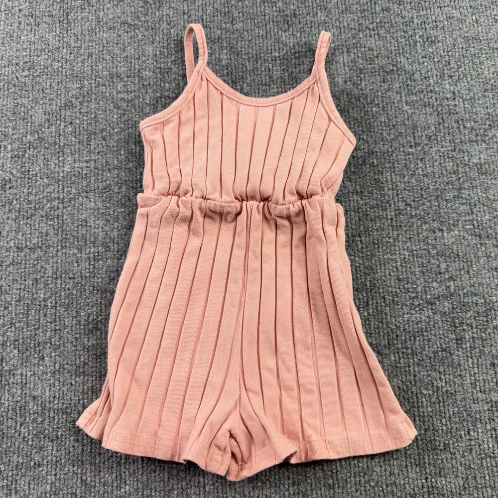 SHEIN Romper Girls 12-18 Months Pink Ribbed Knit Sleeveless One Piece Summer
